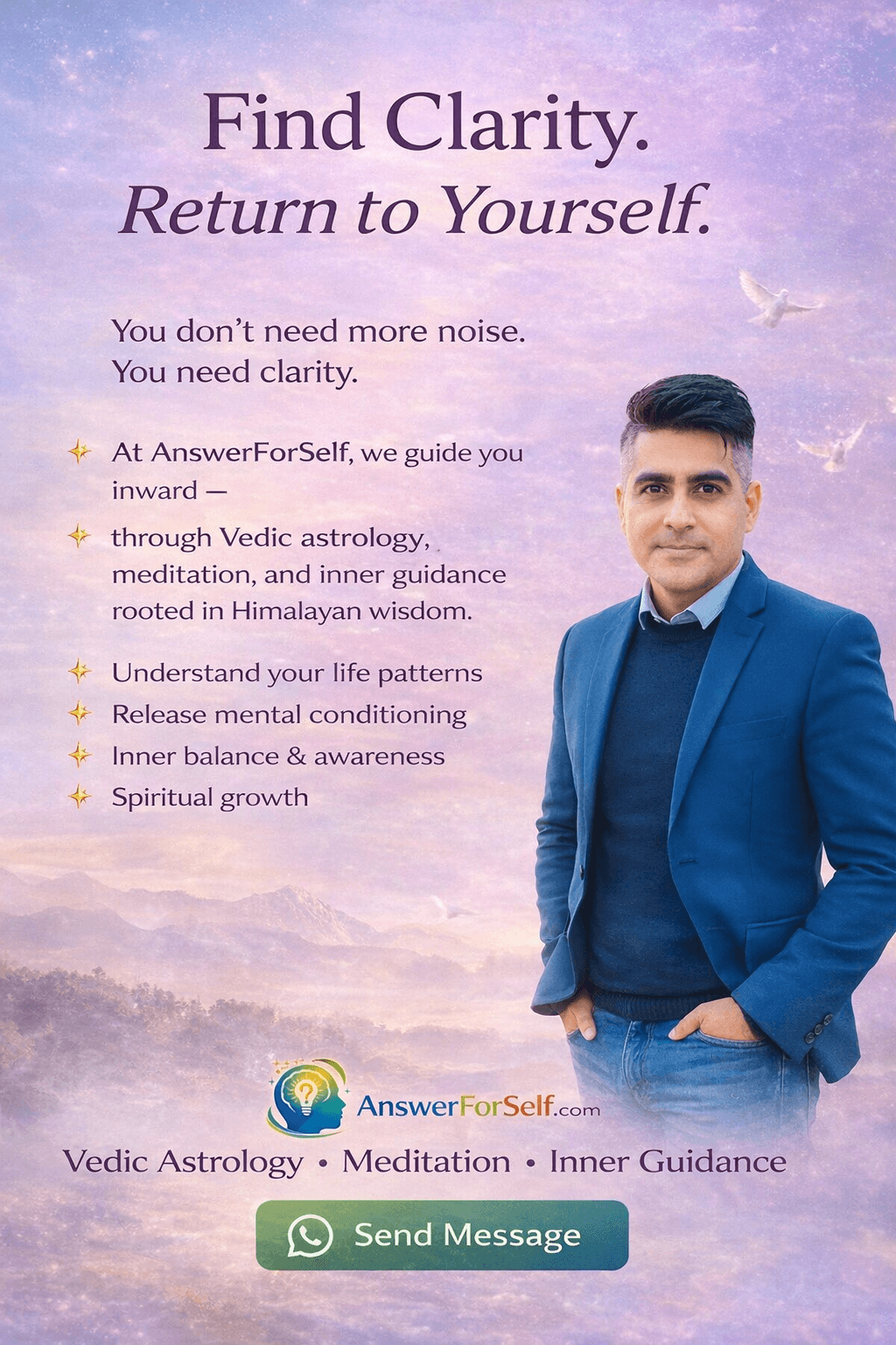 Vedic astrology is not prediction. It does not tell you what will happen. It shows how you tend to move. When patterns are seen clearly, they lose unconscious control. Awareness is always greater than planets.